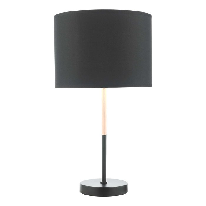 Kelso 1 Light Table Lamp - Matt Black Polished Copper With Shade