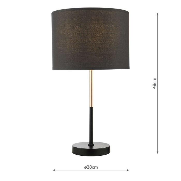 Kelso 1 Light Table Lamp - Matt Black Polished Copper With Shade