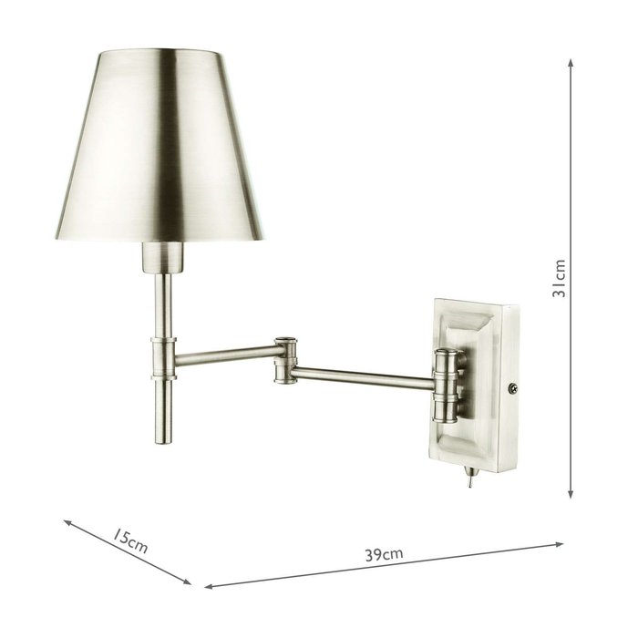 Kensington 1 Light Swing Arm Wall Light - Polished Nickel