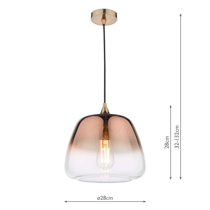 Klaxon 1 Light Pendant Light - Ombre Copper Glass