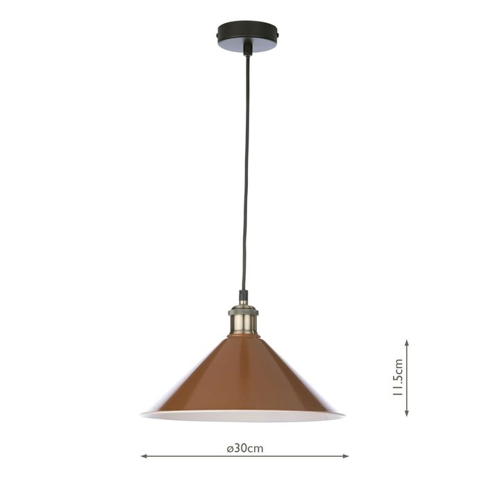 Kinsley 1 Light Easy Fit Metal Shade - Gloss Rust/Umber 30cm