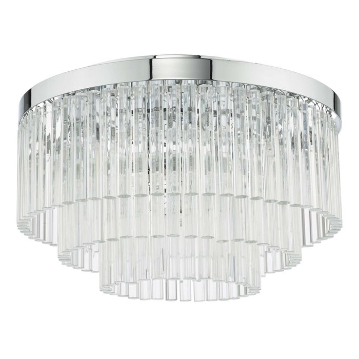 Logan 5 Light Flush Ceiling Light - Polished Chrome Glass