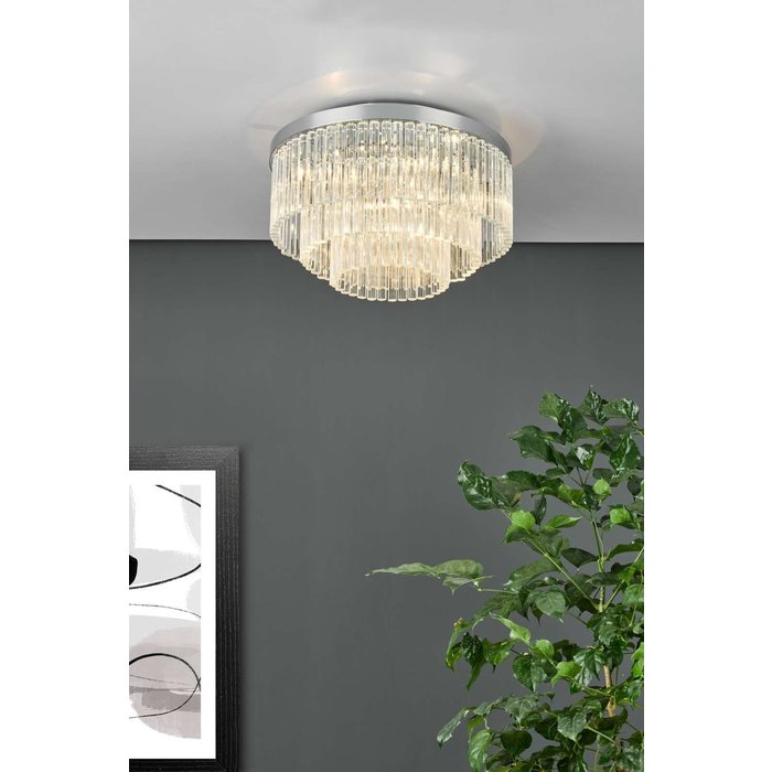 Logan 5 Light Flush Ceiling Light - Polished Chrome Glass