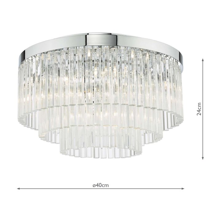 Logan 5 Light Flush Ceiling Light - Polished Chrome Glass