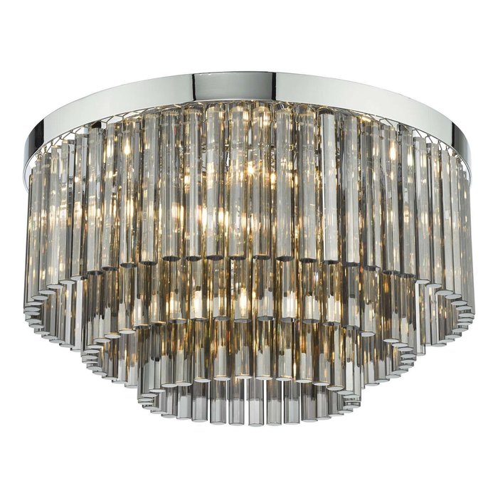 Logan 5 Light Flush Ceiling Light - Polished Chrome Smoked Glass