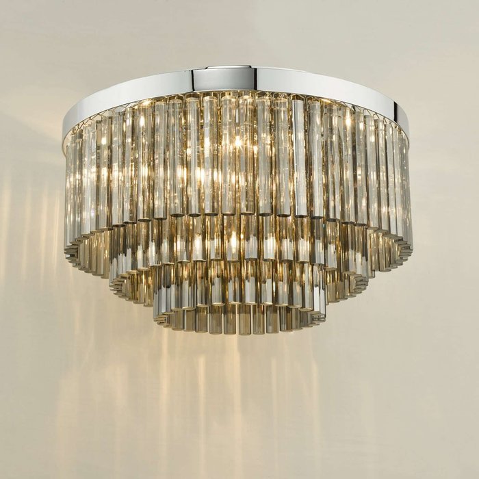 Logan 5 Light Flush Ceiling Light - Polished Chrome Smoked Glass