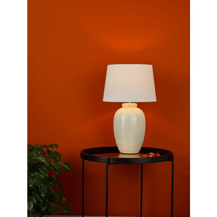 Luelle 1 Light Table Lamp - Gloss Glazed Cream With Shade