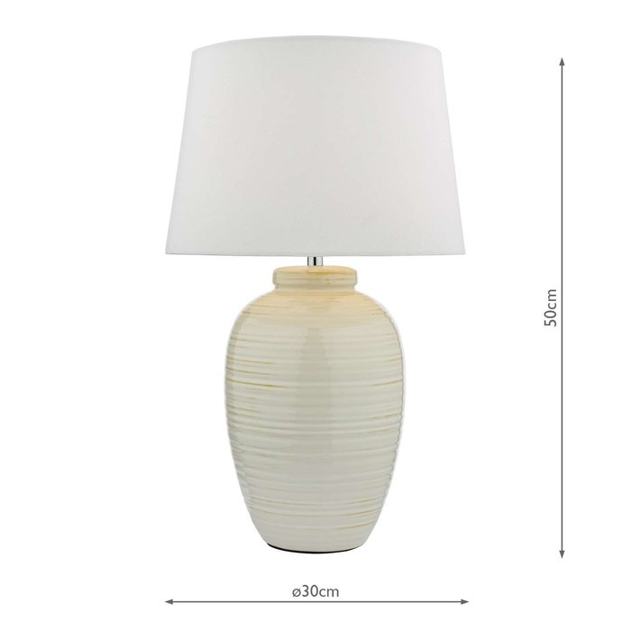 Luelle 1 Light Table Lamp - Gloss Glazed Cream With Shade