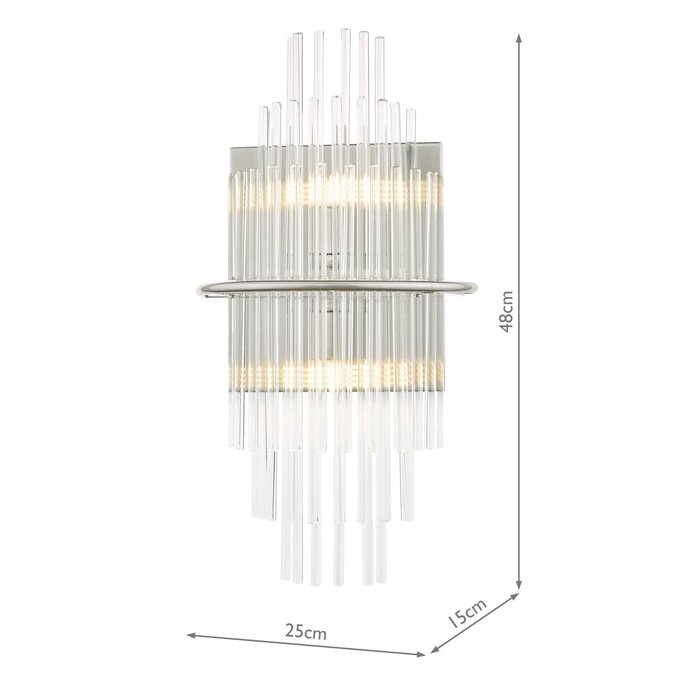 Lukas 2 Light Wall Light - Polished Chrome Glass