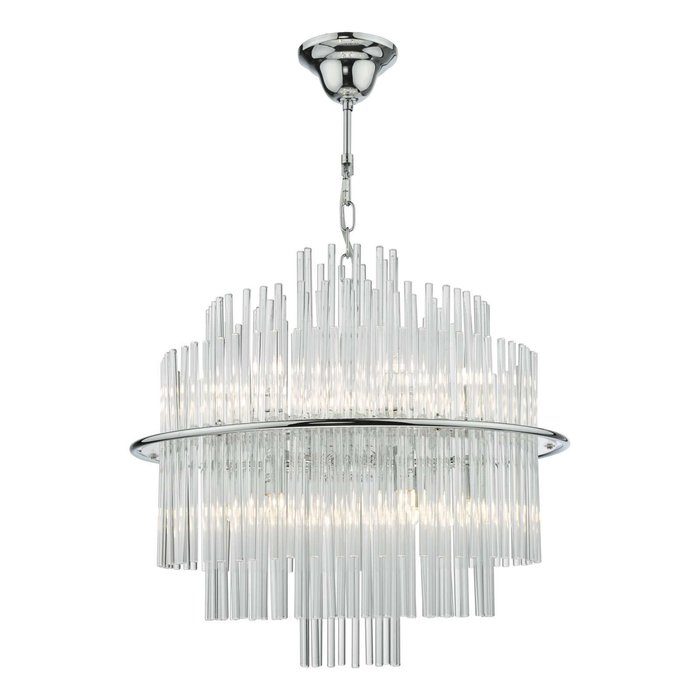 Lukas - Modern Art Deco Feature Pendant Light - Polished Chrome Glass