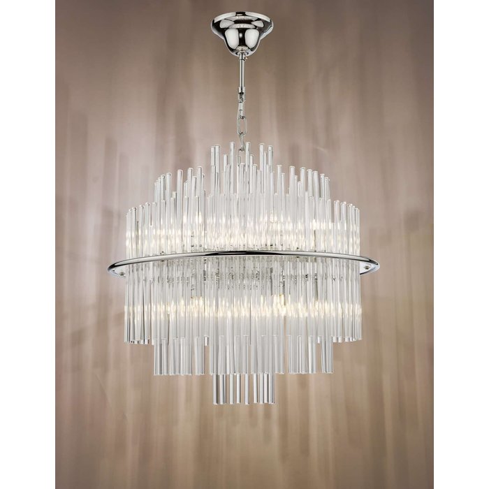 Lukas - Modern Art Deco Feature Pendant Light - Polished Chrome Glass