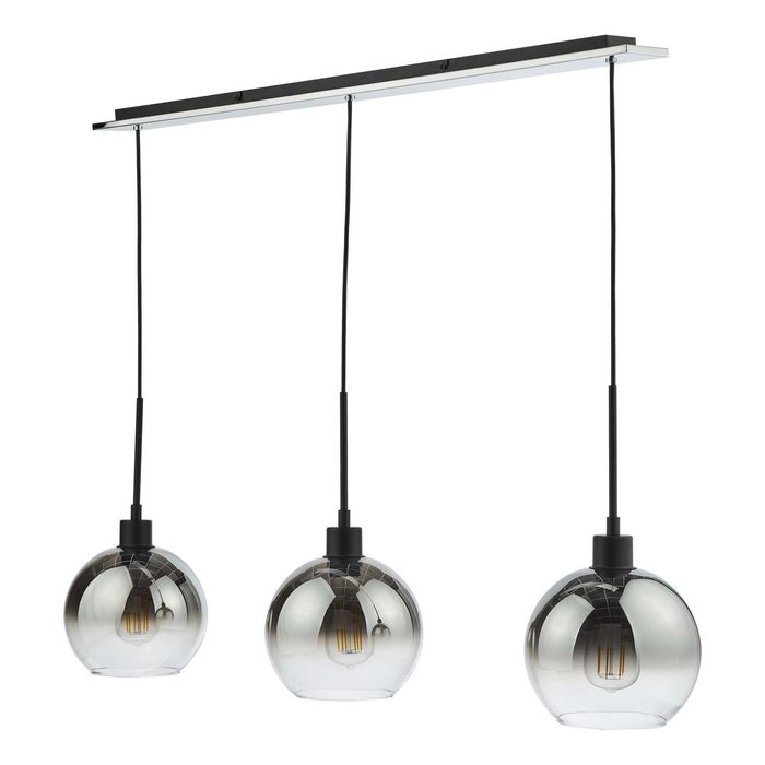 Lycia 3 Light Bar Pendant Light - Matt Black Ombre Smoked Glass