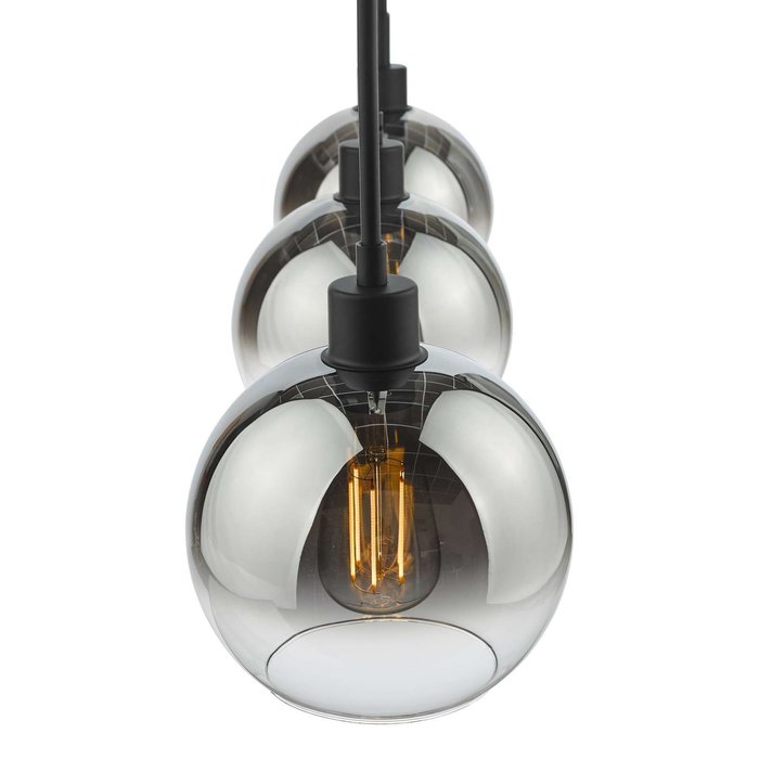 Lycia 3 Light Bar Pendant Light - Matt Black Ombre Smoked Glass