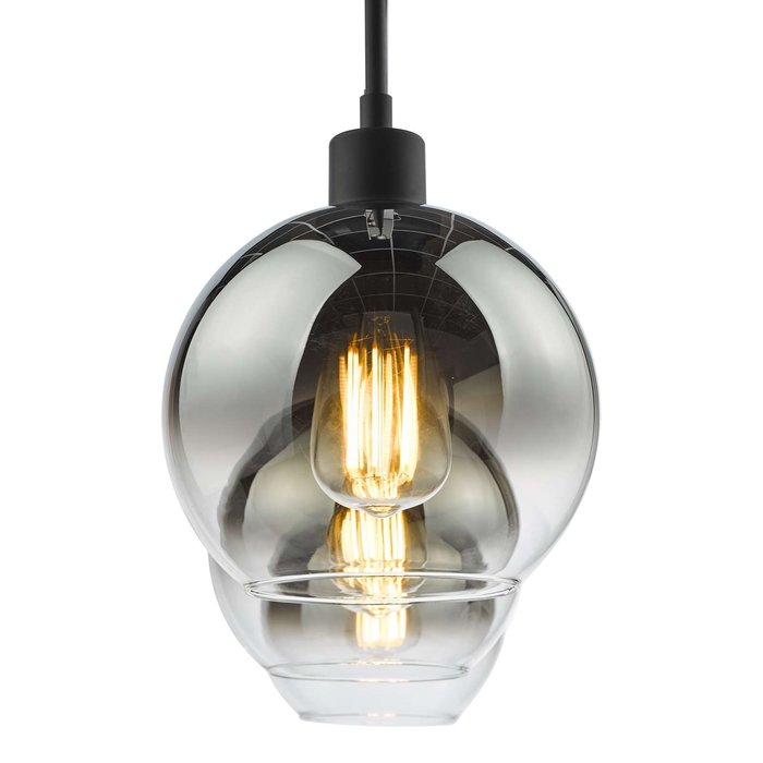 Lycia 3 Light Bar Pendant Light - Matt Black Ombre Smoked Glass