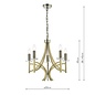 Lyon 5 Light Armed Fitting - Antique Brass Crystal