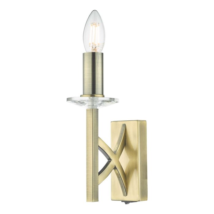 Lyon 1 Light Wall Light - Antique Brass Crystal