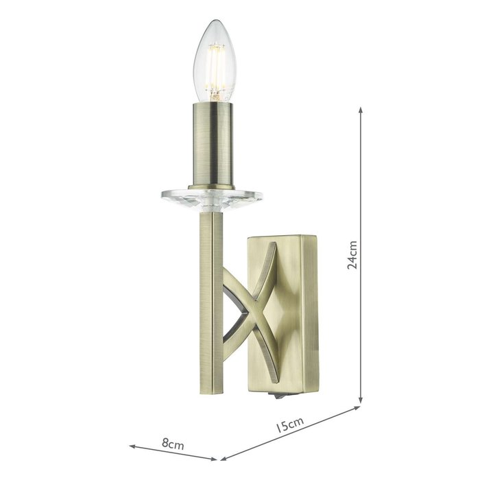 Lyon 1 Light Wall Light - Antique Brass Crystal