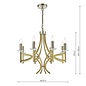 Lyon 8 Light Armed Fitting - Antique Brass Crystal