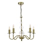 Lyzette 5 Light Armed Fitting - Aged Brass Ribbed Glass