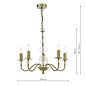 Lyzette 5 Light Armed Fitting - Aged Brass Ribbed Glass