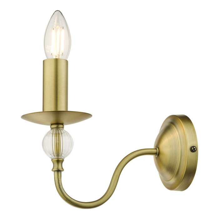 Lyzette 1 Light Wall Light - Aged Brass Ribbed Glass