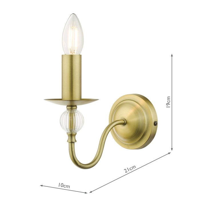 Lyzette 1 Light Wall Light - Aged Brass Ribbed Glass