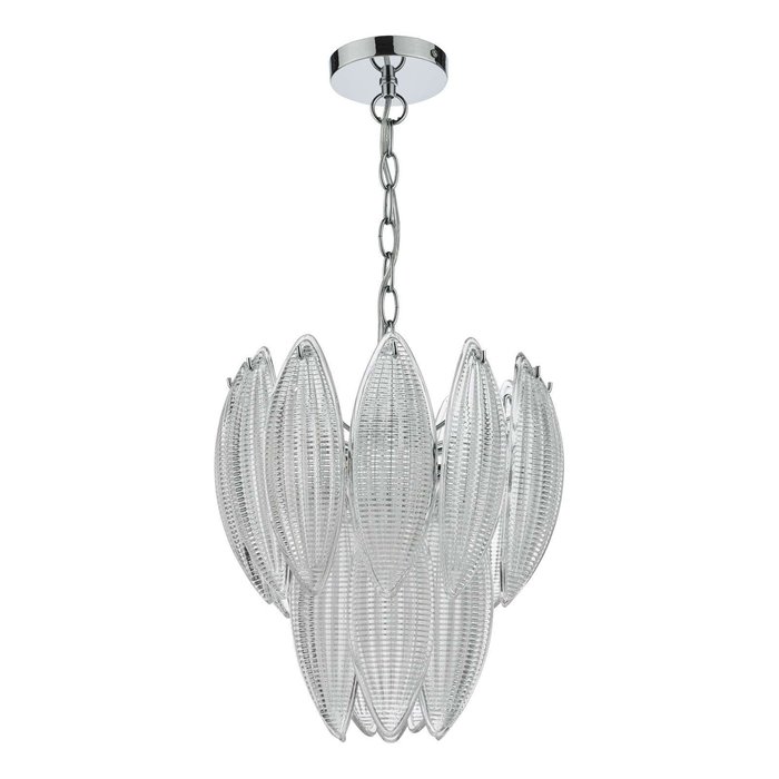 Maeve 6 Light Pendant Light - Polished Chrome Textured Glass