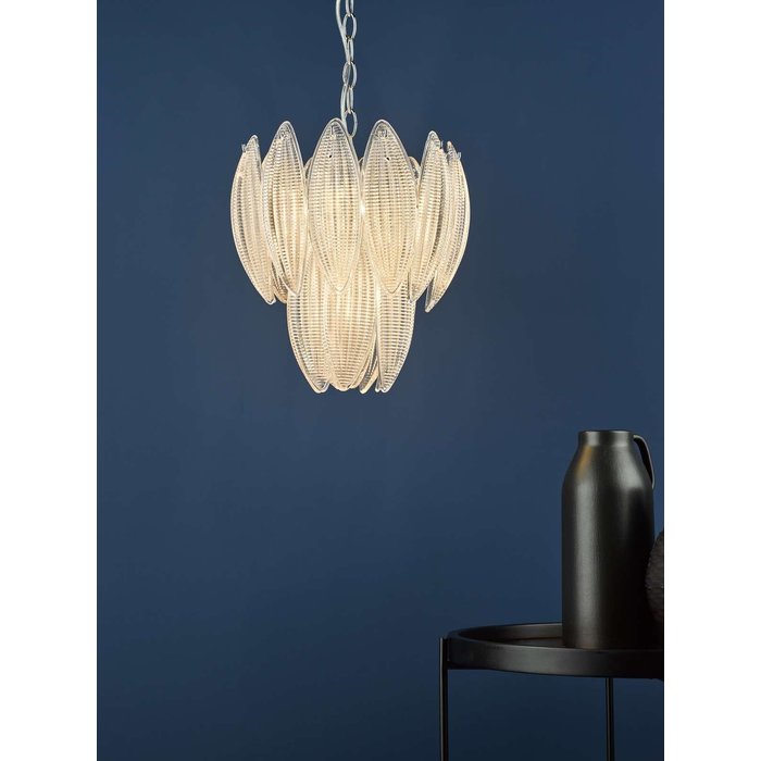 Maeve 6 Light Pendant Light - Polished Chrome Textured Glass