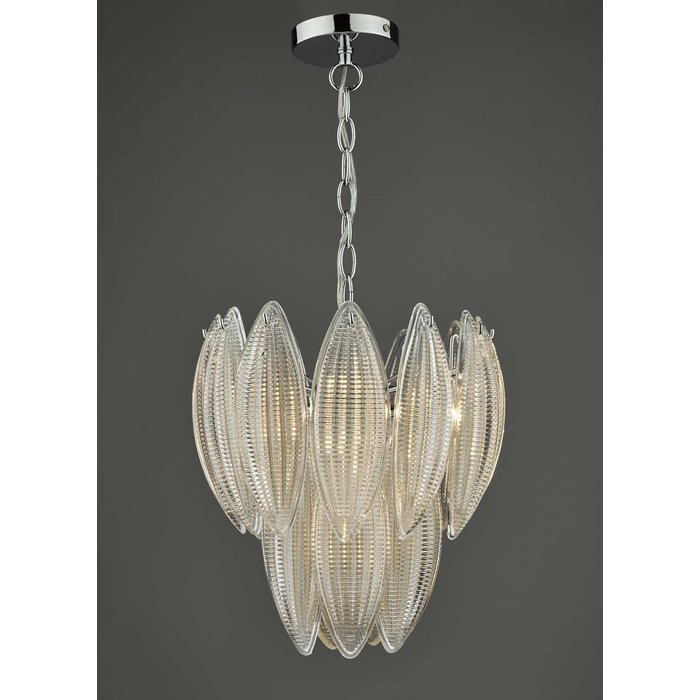 Maeve 6 Light Pendant Light - Polished Chrome Textured Glass