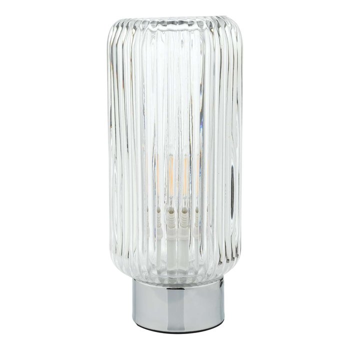 Mason Touch Table Lamp - Polished Chromed Ribbed Glass