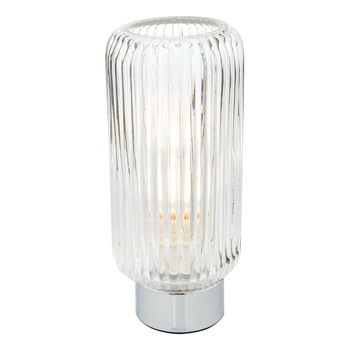 Mason Touch Table Lamp - Polished Chromed Ribbed Glass