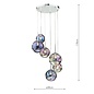 Mira 6 Light Cluster Pendant Light - Polished Chrome Iridised Glass