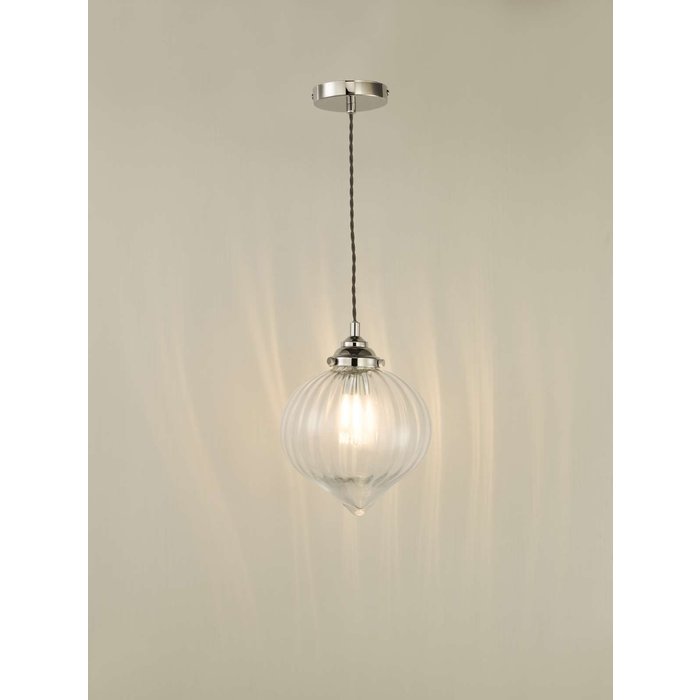 Mya 1 Light Single Pendant Light - Polished Nickel Glass