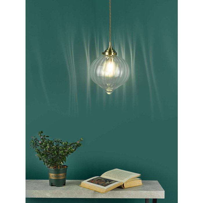 Mya 1 Light Single Pendant Light - Antique Brass Glass