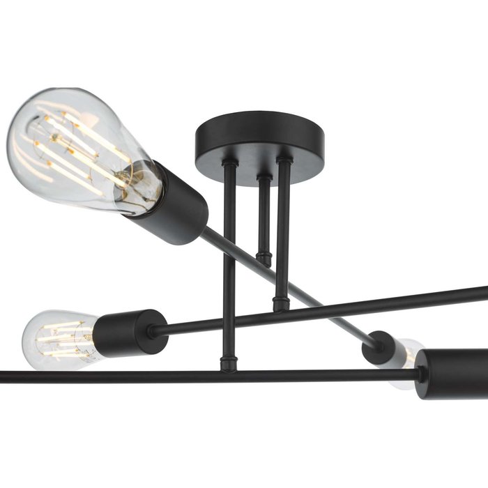 Neve 6 Light Flush Ceiling Light - Matt Black