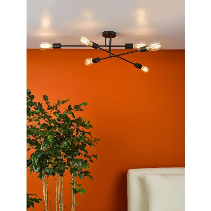 Neve 6 Light Flush Ceiling Light - Matt Black