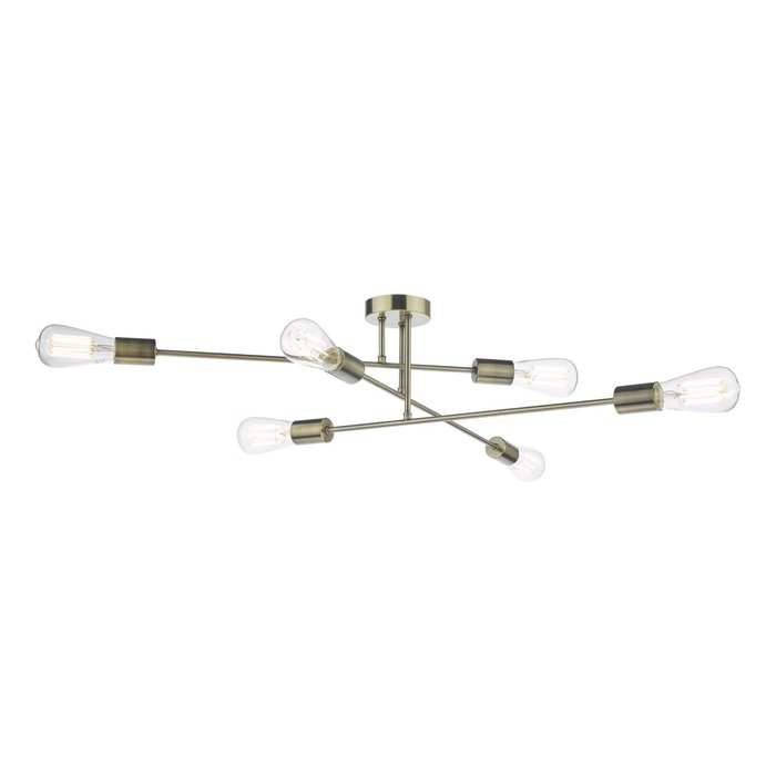 Neve 6 Light Flush Ceiling Light - Antique Brass