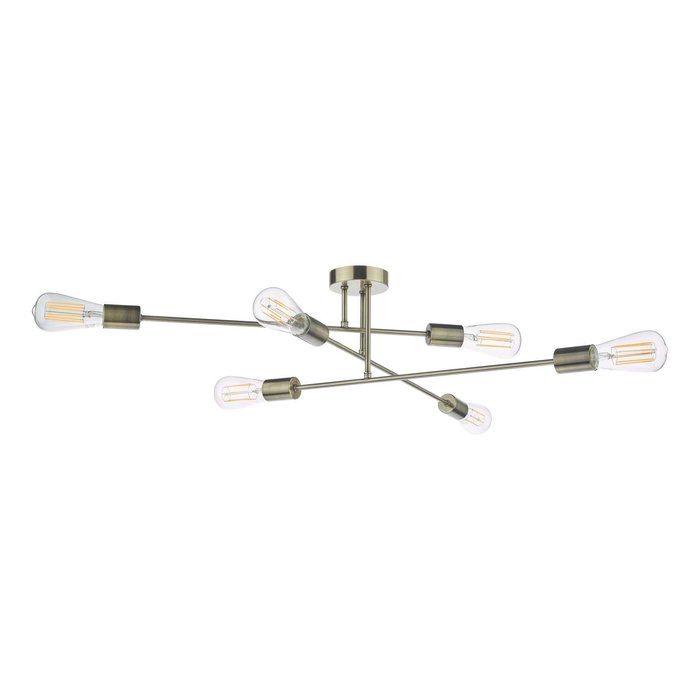 Neve 6 Light Flush Ceiling Light - Antique Brass