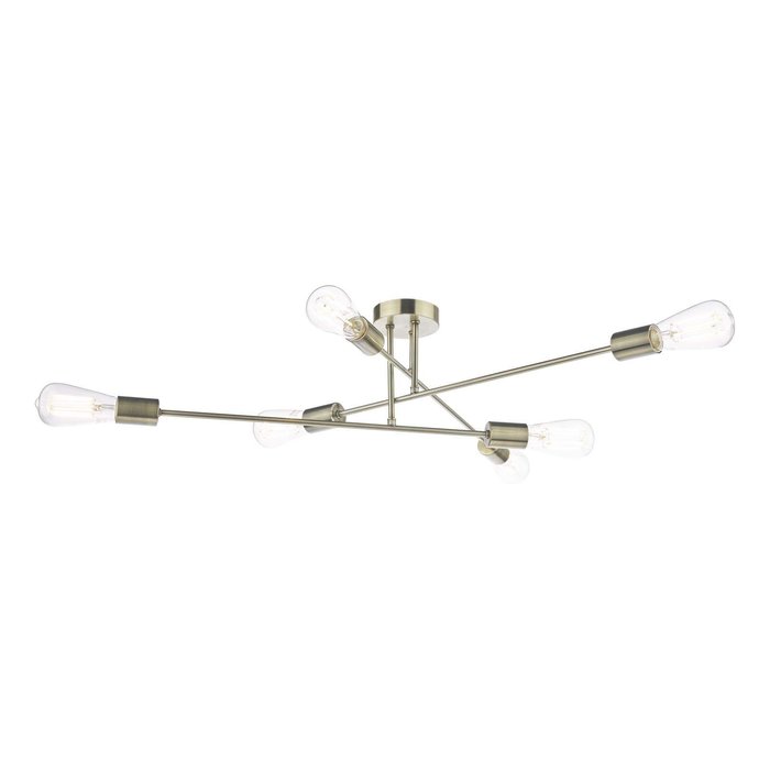 Neve 6 Light Flush Ceiling Light - Antique Brass