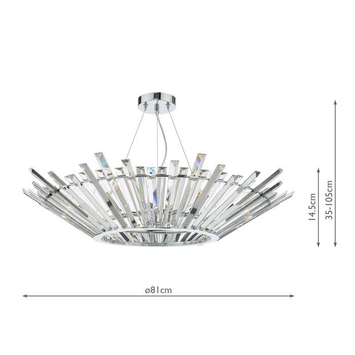 Nimbus 6 Light Single Pendant Light - Polished Chrome Crystal