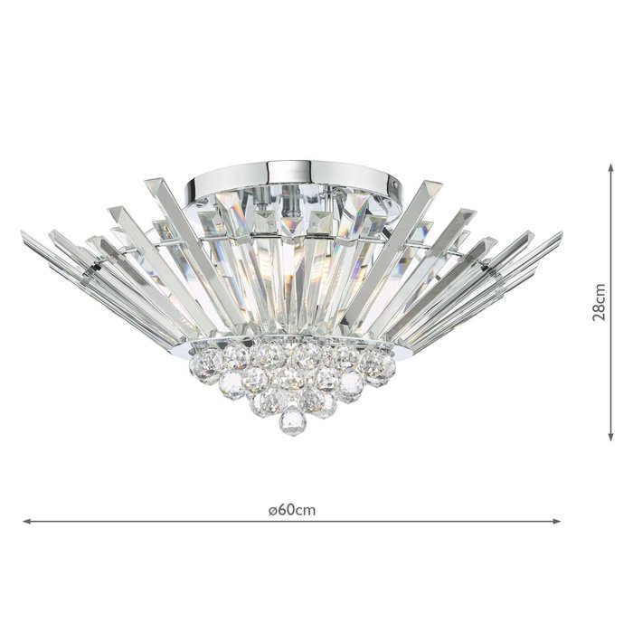 Nimbus 5 Light Flush Ceiling Light - Polished Chrome Crystal