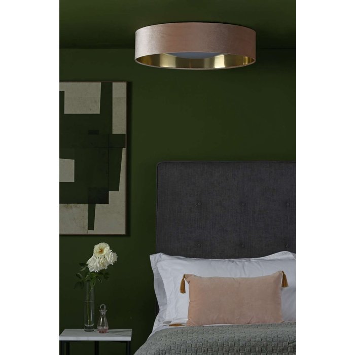 Nysa 3 Light Flush Velvet Taupe Shade 60Cm