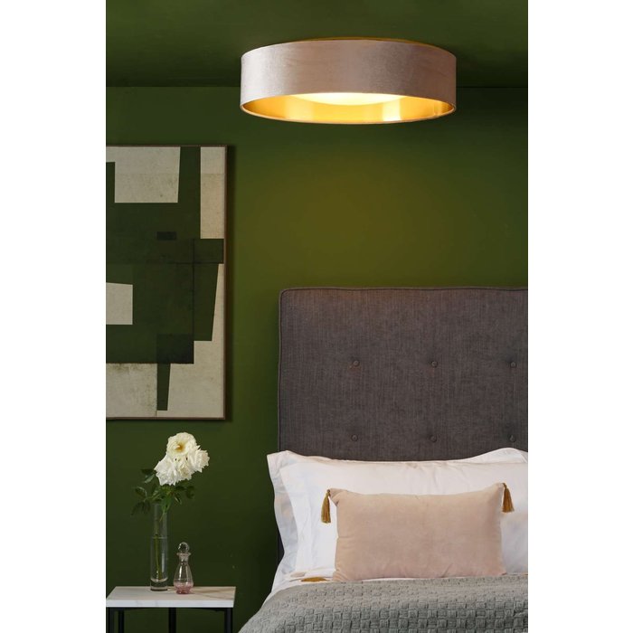 Nysa 3 Light Flush Velvet Taupe Shade 60Cm