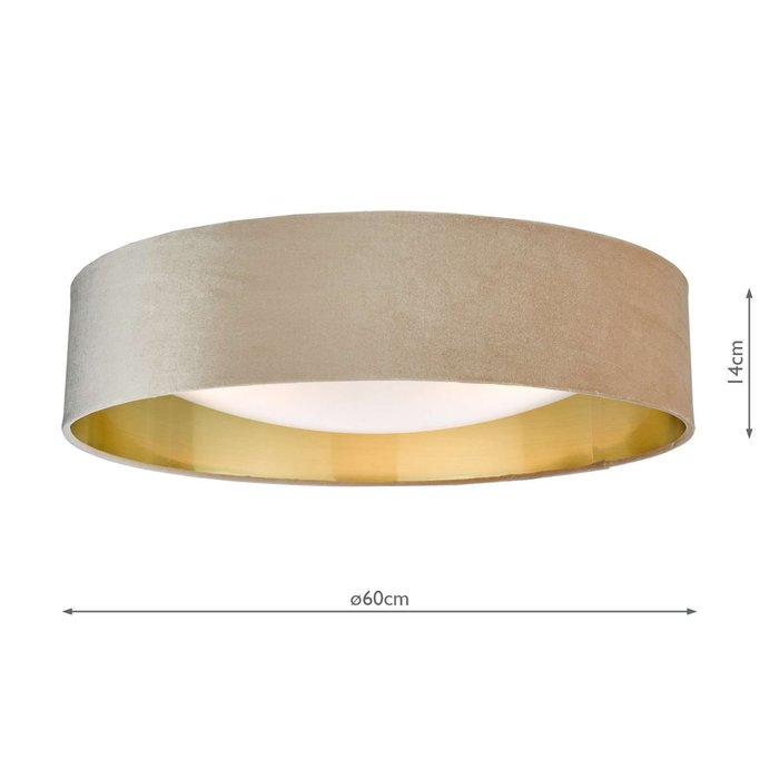 Nysa 3 Light Flush Velvet Taupe Shade 60Cm