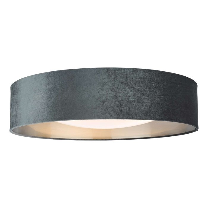 Nysa 3 Light Flush Velvet Dark Grey Shade 60Cm