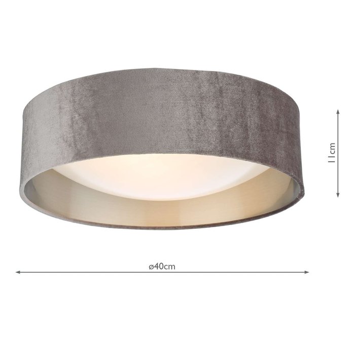 Nysa 2 Light Flush Velvet Mink Shade 40Cm