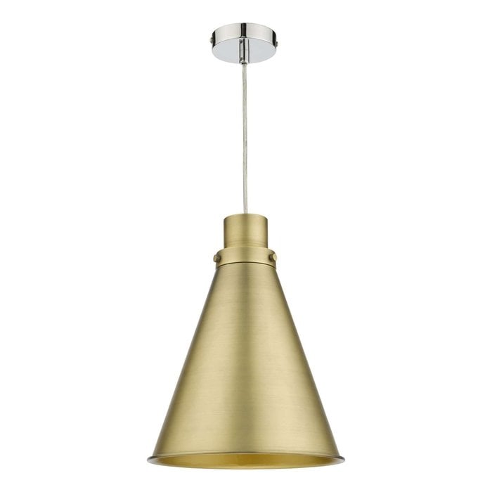 Brushed brass cone shaped pendant light, 1970s