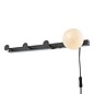 Rack Wall Light & Coat Hook - Matt Black Opal Glass - Plug in