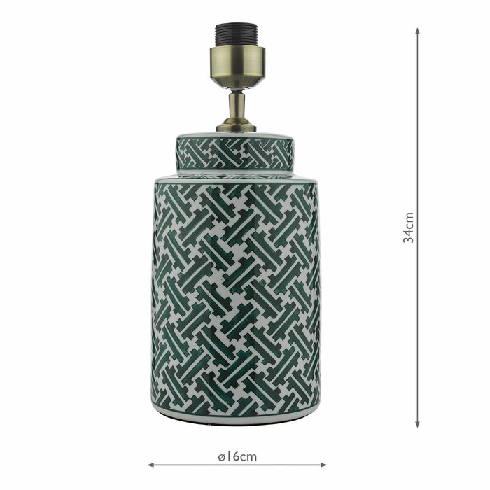 Reese 1 Light Ceramic Table Lamp - Green & Blue Print Base Only