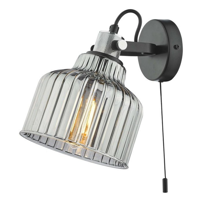 Rhode Single Wall Light - Polished Chrome Smoked Glass